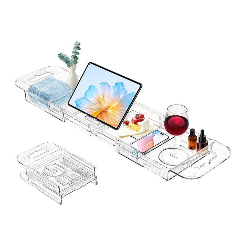 Bath Caddy Tray - AEE2-Раздвижной акриловый поднос-органайзер для ванны, многофункциональный